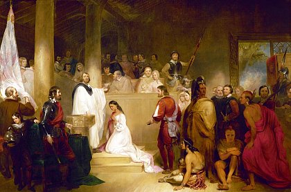 Baptism of Pocahontas by John Gadsby Chapman
oil on canvas, 12' x 18', commissioned 1837
placed in U.S. Capitol 1840