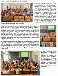 Anbei ein Artikel ber die Kinder-Uni 2022